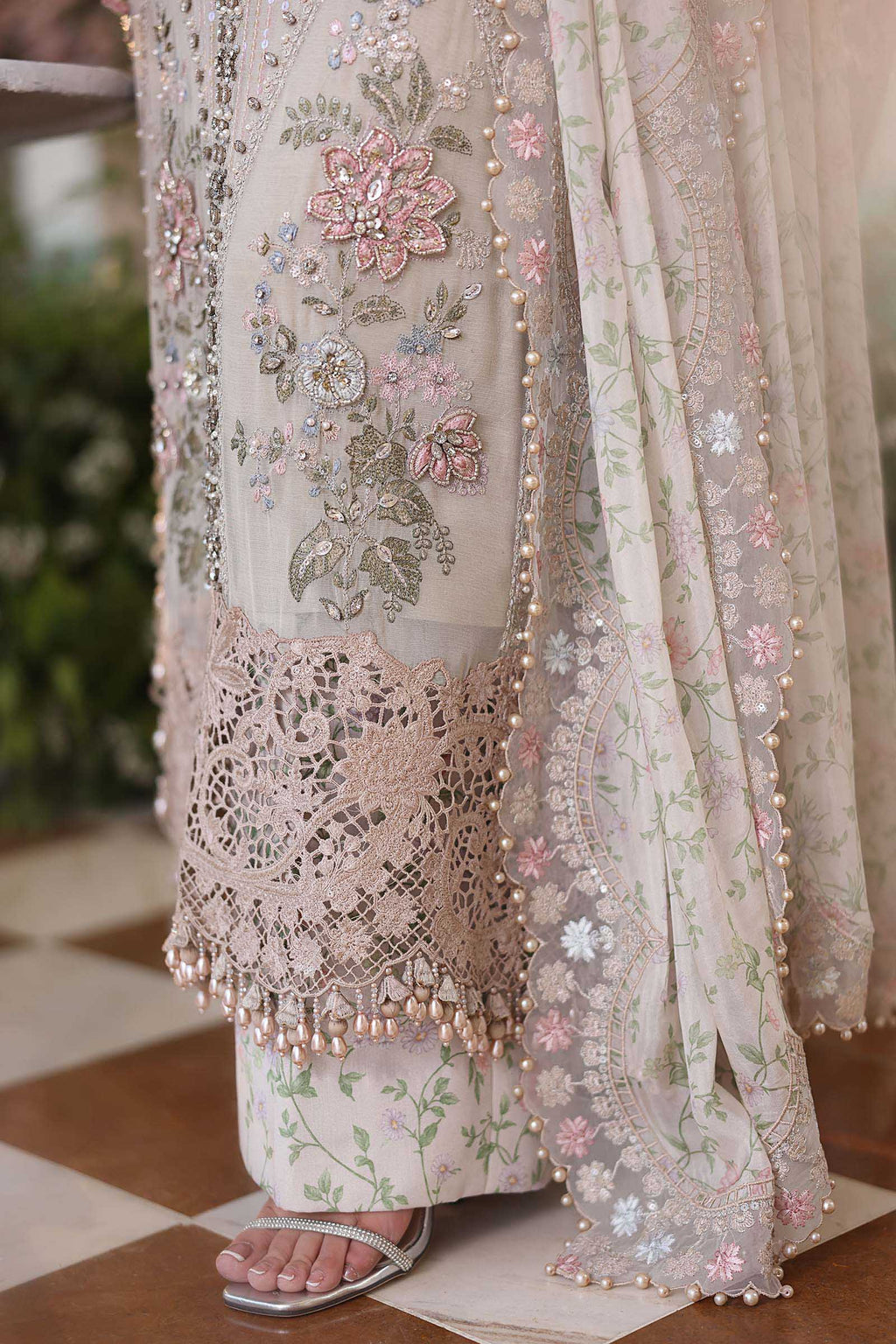 MARIA B CHIFFON MPC-26-107-Ivory Beige