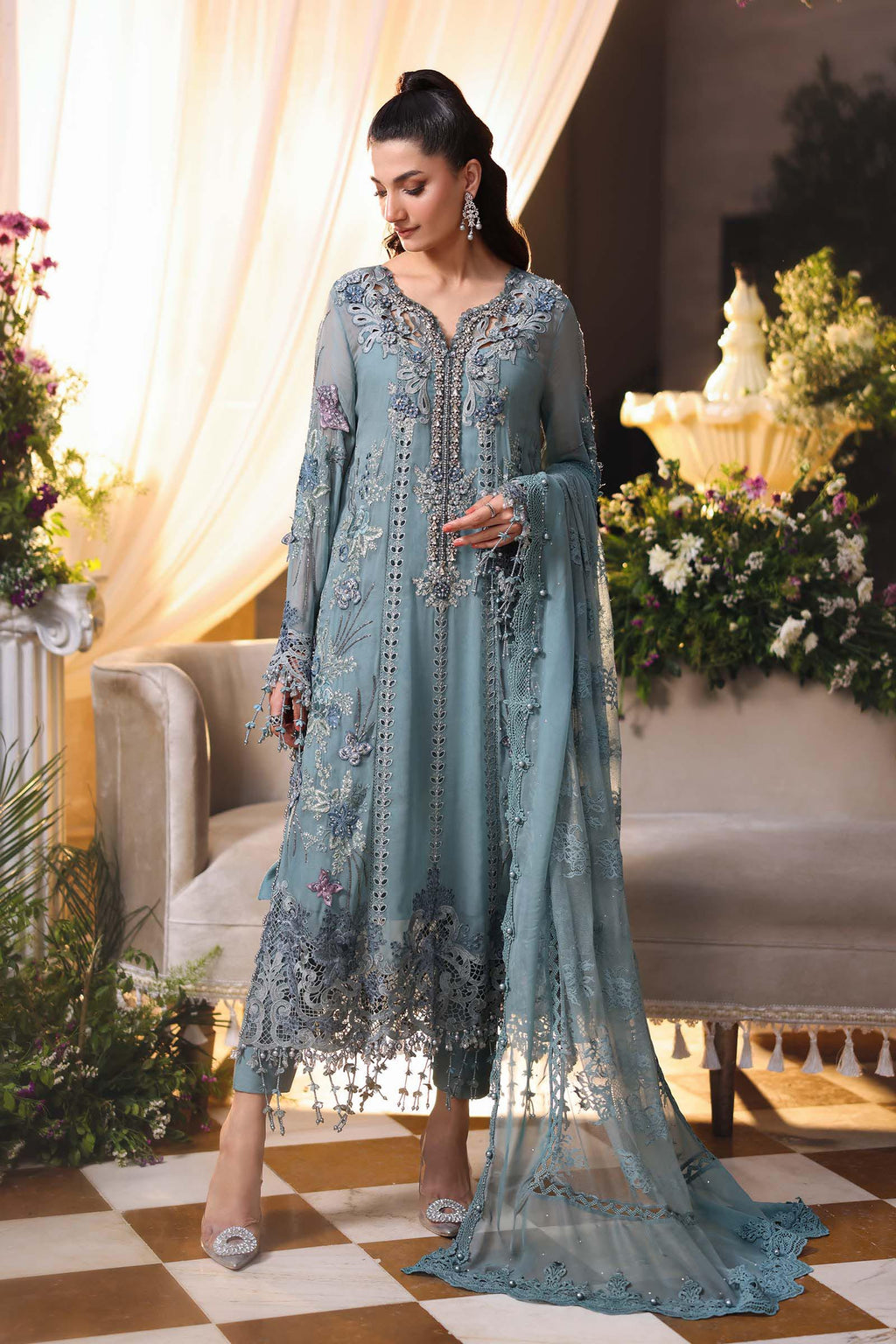 MARIA B CHIFFON MPC-26-106-Slate Blue