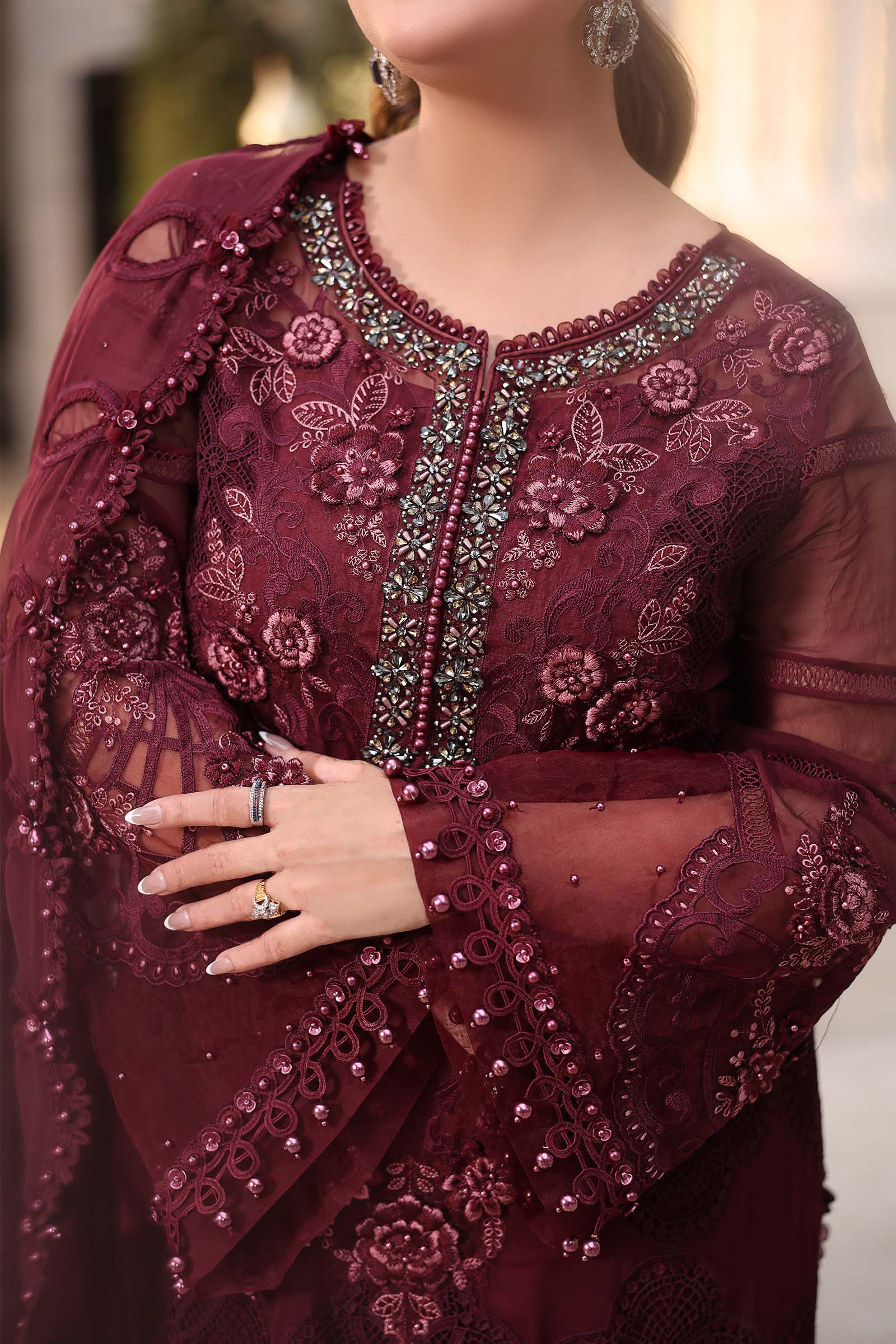 MARIA B CHIFFON MPC-26-108-Burgundy