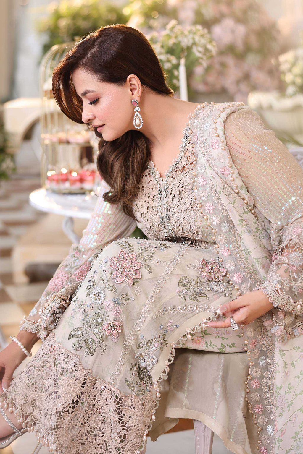 MARIA B CHIFFON MPC-26-107-Ivory Beige