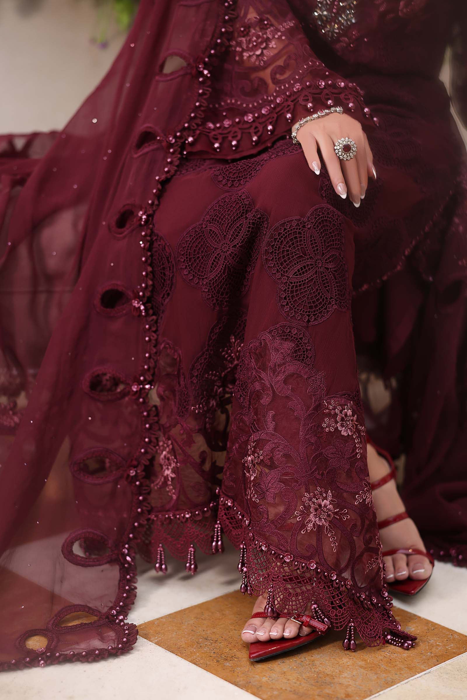 MARIA B CHIFFON MPC-26-108-Burgundy