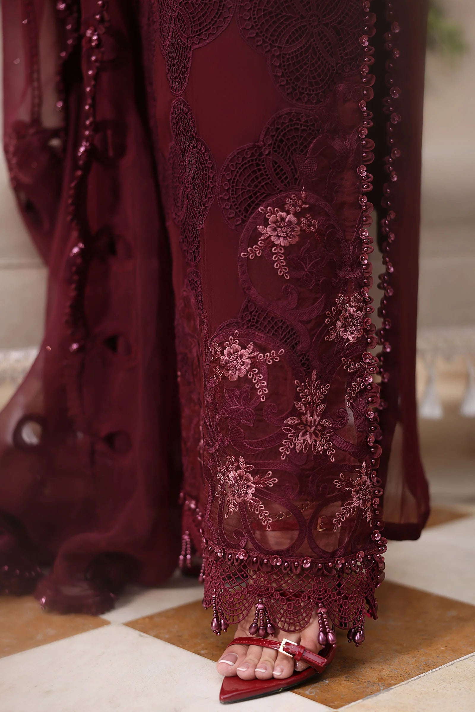 MARIA B CHIFFON MPC-26-108-Burgundy